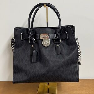 Michael Kors Black Crossbody Handbag with Silver Accents